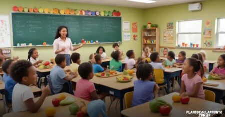 Plano de aula pronto sobre alimentação saudável para sua turma